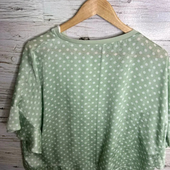 Zara green white polka dot blouse top oversized  size small - Picture 5 of 6